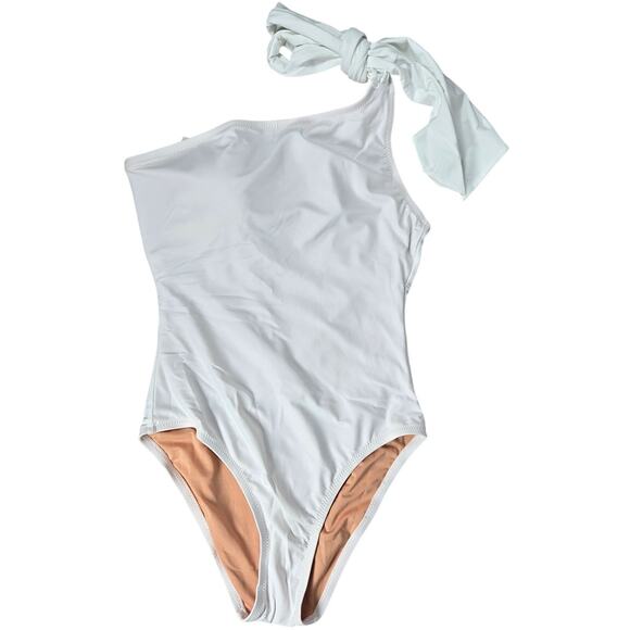 J. Crew Bow one-shoulder one-piece Swimsuit White 6 BF170 - Picture 1 of 8